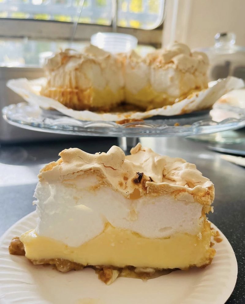 Lemon meringue pie slice